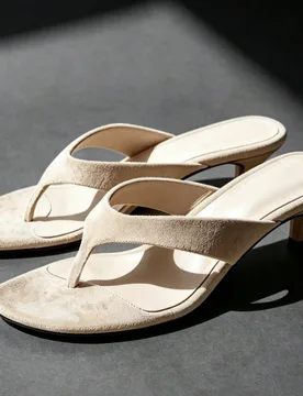 Nuevas sandalias de ante con anillo para el dedo, tacón de gatito delgado, pantuflas sin cordones para mujer, chanclas, zapatos de verano - Shein - FashionsVida