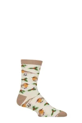Mens and Women's 1 Pair Fair Trade Christmas Bamboo Socks Robins UK 3-7 - Multi Coloured - Size: 3-7