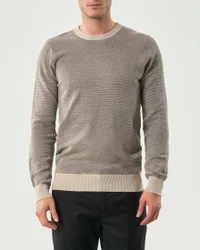 Maglia girocollo beige in viscosa micro armatura