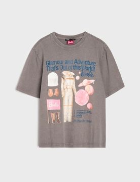 T-shirt in cotone con stampa Barbie - grigio scuro