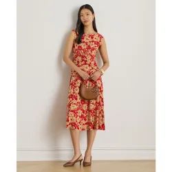 Vestido cruzado de punto estampado