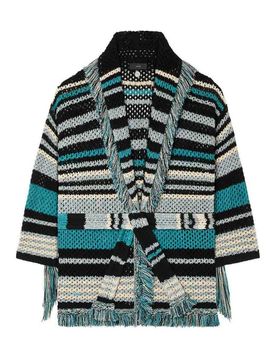 Cardigan con frange righe oceano