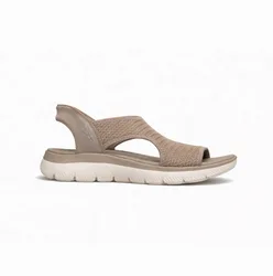 Summits Sandal - Sweetly Evol Womens Cross Strap Sandals Taupe Textile - Size Uk 9