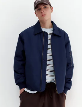 Bomber Jacket With Shirt Collar (Size: ) - Pull&bear - FashionsVida