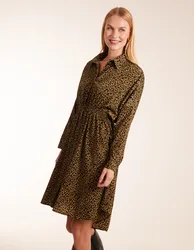 Leopard Shirt Dress - S / KHAKI - female