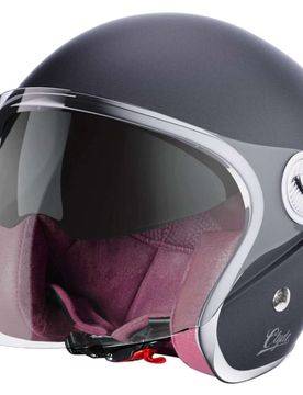 Casco Moto Jet Vintage CLYDE Solid Nero Opaco taglia L