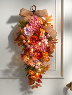 LED-Gesteck "Herbst" mit XL-Juteschleife