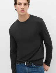 Pure Cotton Crew Neck T-Shirt Black male