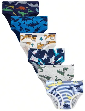 Piezas de calzoncillos suaves con estampado de camiones y dinosaurios para niños - Shein - FashionsVida