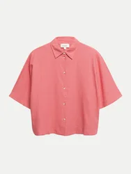 RED LABEL Kurzarm-Bluse aus Leinenmix Rosa 40