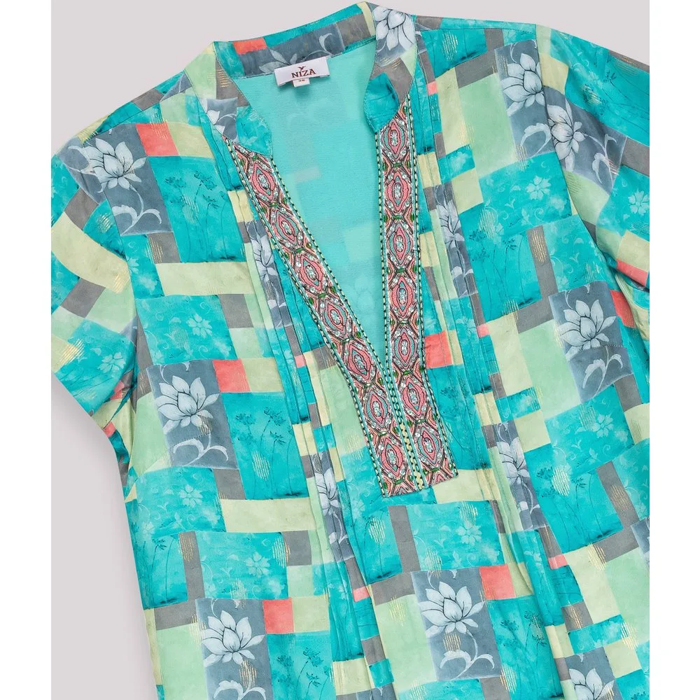 Vestido corto de línea evasé con manga corta - Niza - FashionsVida