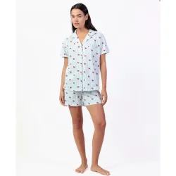 Pijama abierto corto de mujer de punto de algodón en color