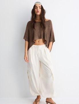 Basic-Cape-Strickpullover Braun S