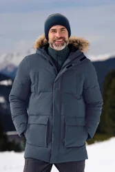 Fern Mens Water Resistant Padded Parka - Navy - Navy - Size: L