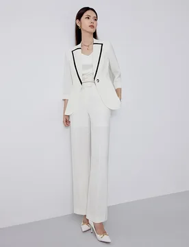 Allingentle White Women's Blazer Suit 2 Piece Set Elegant Jacket & Pants for Casual Office Customized - Aliexpress - FashionsVida