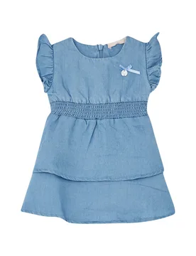 Abito mini in chambray a balze e maniche ad aletta - Liujo - FashionsVida