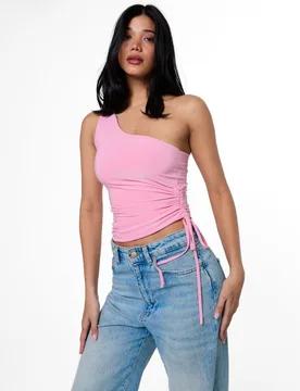 Womens Asymmetric Top - Size Medium - Pink Vanilla - FashionsVida