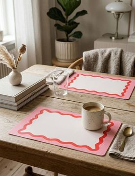 Tovagliette con motivo ondulato 2 pack - rosso