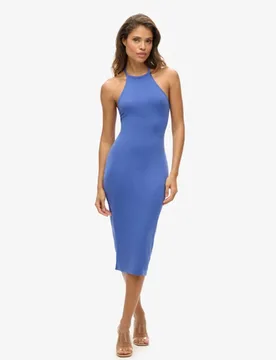 Superdry Damen Blau Jersey-midikleid mit T-rückenausschnitt, Größe: 38 - Größe: 38 - 69.99 - FashionsVida
