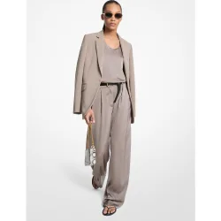 Pantalón ancho de mujer en satén drapeado