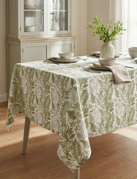 Tovaglia con motivo vegetale - verde polveroso