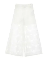 Pantalone palazzo bianco con ricami floreali