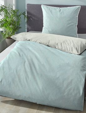 Melange-Flanell Bettwäsche MELANGE UNI ciel, 155x220 cm + 80x80 cm