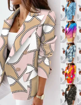 AliExpress wish Amazon's new autumn and winter long-sleeved double-breasted printed suit small jacket - Aliexpress - FashionsVida