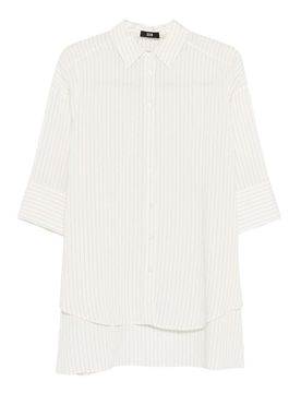 Camicia Oversize A Righe In Cotone Bianco