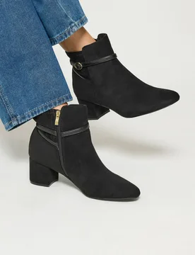 Women's Buckle Detail Ankle Boots In Standard Fit in Black Size: 9 - Black - Size: 9 - Long tall sally - FashionsVida
