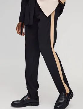 Men's Slim Fit Panel Tailored Trouser Black Size 30 Black 30 - boohooMAN - FashionsVida
