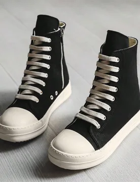 Talla superior) 1 par de zapatos unisex para pareja, zapatos deportivos retro de caña alta con suela gruesa y aumento de altura, de lona con cremalle - Shein - FashionsVida