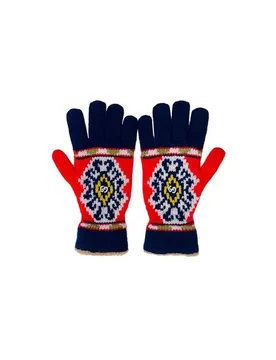 Fair Isle GG Knit Red & Blue Gloves - Size M - Gucci - FashionsVida