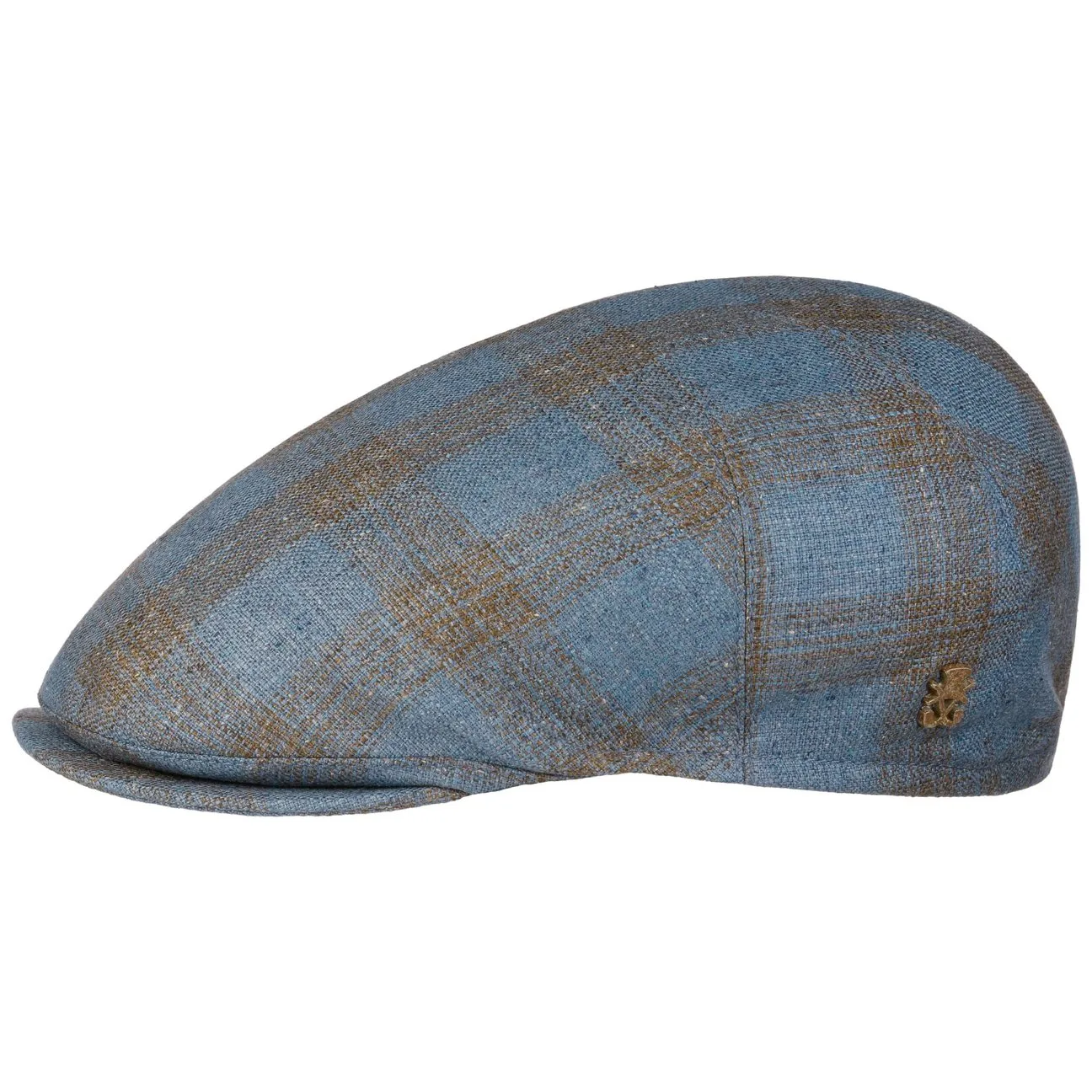 Pierce Silk Check Flat Cap Zechbauer by - blue - Size: 60 cm - Mayser - FashionsVida