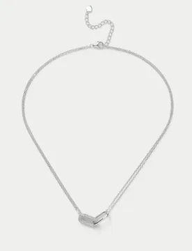 Sterling Silver Cubic Zirconia Necklace Silver female - M&S - FashionsVida