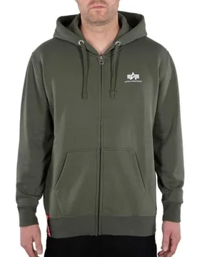 Industries Felpa Con Zip Basic Sl Dark Olive S - ALPHA - FashionsVida