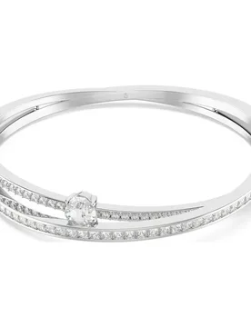 Bracciale rigido Hyperbola, Taglio misto, Bianco, Placcato rodio M - Swarovski - FashionsVida