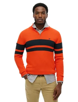 Maglione Con Mezza Zip Stripe Bold Orange / Eclipse Navy L