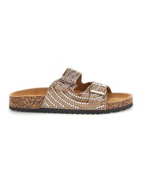 Ciabatte Oro con strass e doppia fibbia 14180 37
