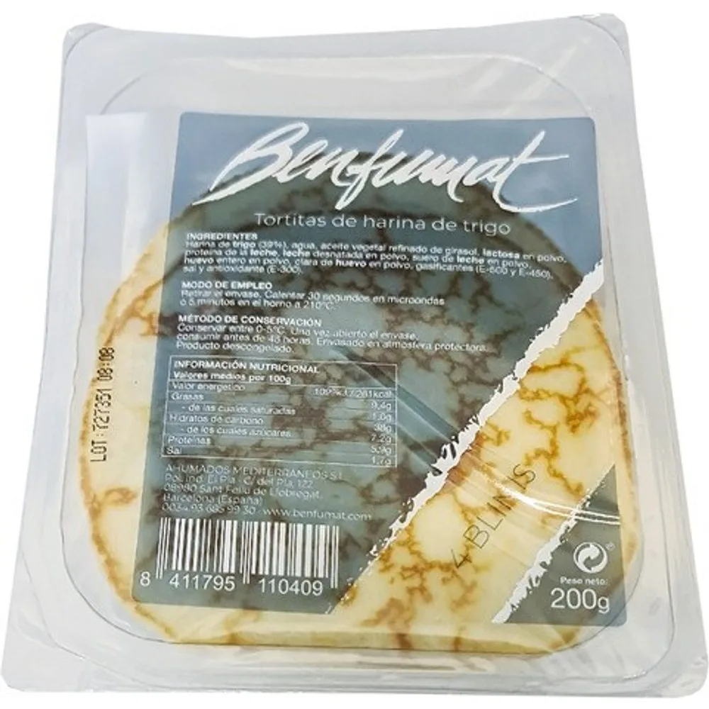 Blinis tortitas de harina de trigo 4 uds - Benfumat - FashionsVida