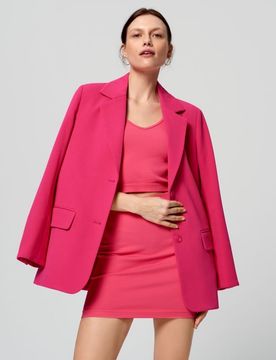 Minigonna a costine - rosa shocking