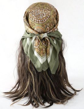 Pieza Pañuelo elegante de mujer con estampado de paisley, pañuelo de cabeza de satén de 70*70cm, estilo bohemio adecuado para uso diario