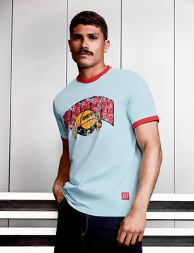 T-Shirt Imprimé Nts X Ft. Umru M Bleu - Bershka - FashionsVida