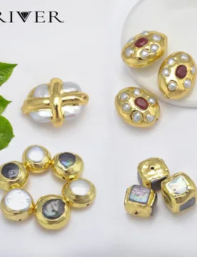 Pcs Beads for Diy Jewelry Making Gold Color Brass Clad Pearl Natural White Pearls with Hole Part for Necklace Bracelet Chain - Aliexpress - FashionsVida