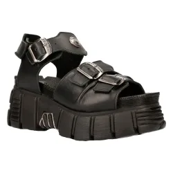 Unisex Metallic Black Punk Sandal Boots- M-Bios101-C2 - Size Eu 43