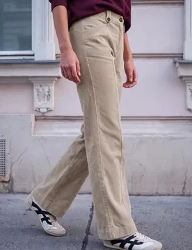 Street One High Waist Wide Leg Hose im Casual Fit female Beige - Street One Studio - FashionsVida