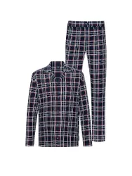 Pyjama FLANADIAN yacht blue dunkelblau XL herren