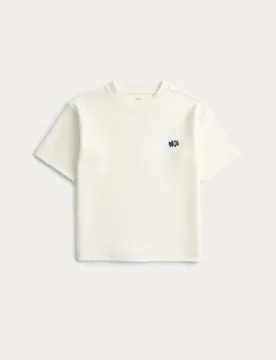 Pure Cotton Ribbed T-Shirt (2-8 Yrs) White male - M&S - FashionsVida