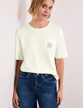 Silk-Look T-Shirt mit Deko-Detail female Weiß - Street One - FashionsVida