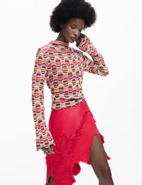 Pull en maille coloré RED S female - Desigual - FashionsVida